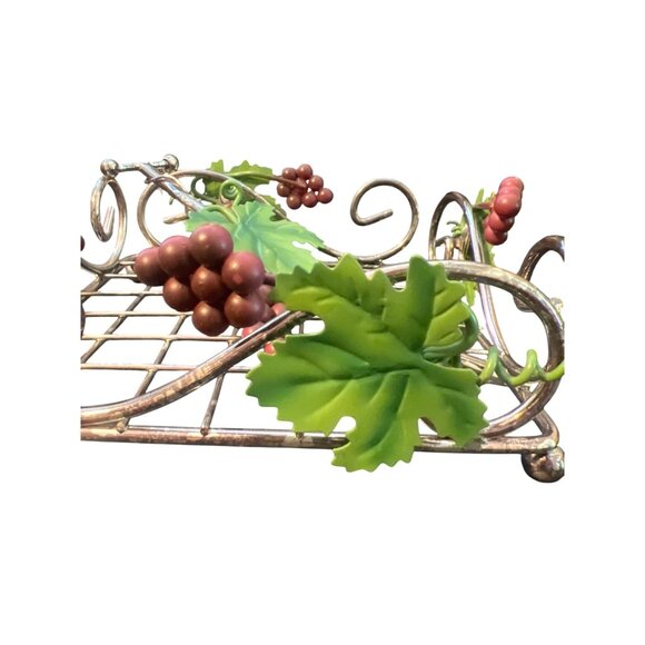 Grape Vine Metal Napkin Holder Hinged Arm Kitchen Wine Decor Footed 8" x 8" READ - Picture 2 of 7
